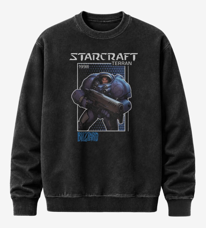 Poleron Polo Acid Wash Negro de Terran 
