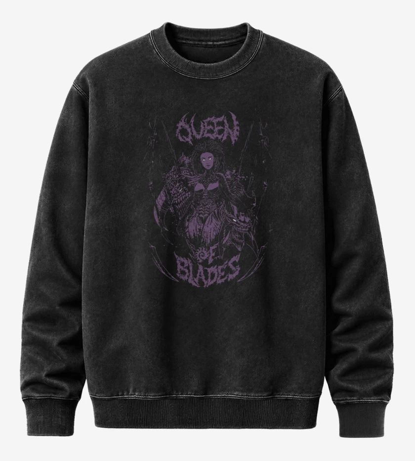 Poleron Polo Acid Wash Negro de Queen of Blades