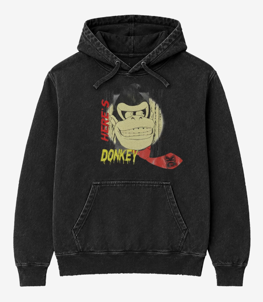 Poleron Canguro Acid Wash Negro de Heres Donkey