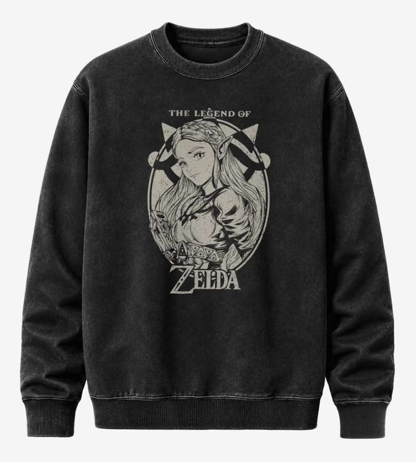 Poleron Polo Acid Wash Negro de La Leyenda de Zelda