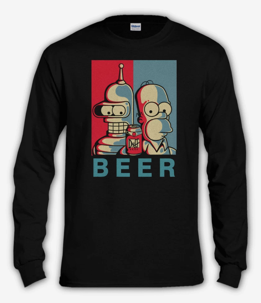 Polera manga larga Negro de Beer Groening