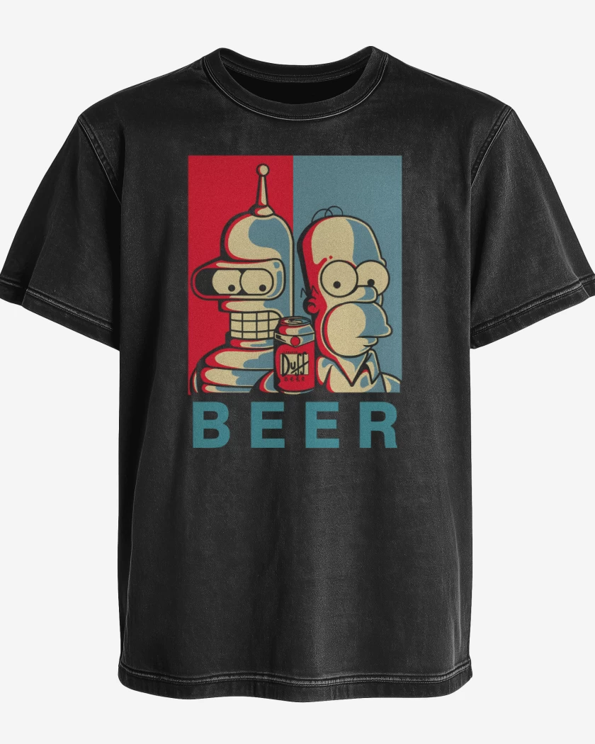 Polera desgastada Beer Groening