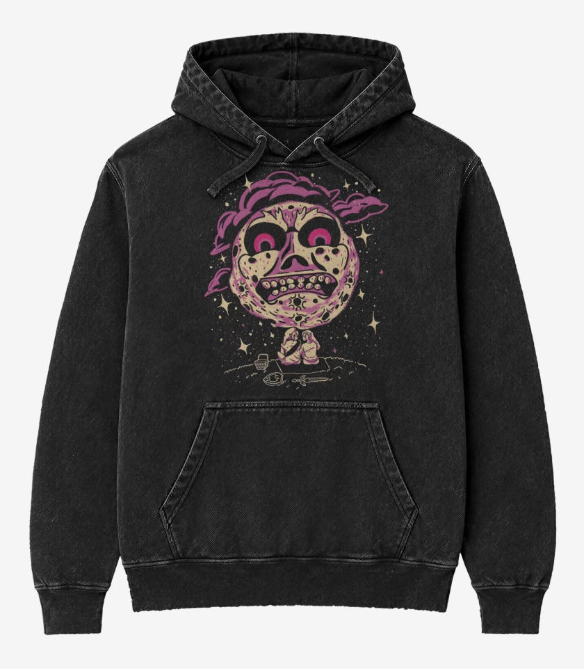 Poleron Canguro Acid Wash Negro de A Luz de la Luna