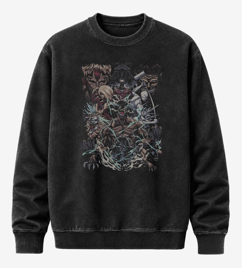 Poleron Polo Acid Wash Negro de Furia de Titanes