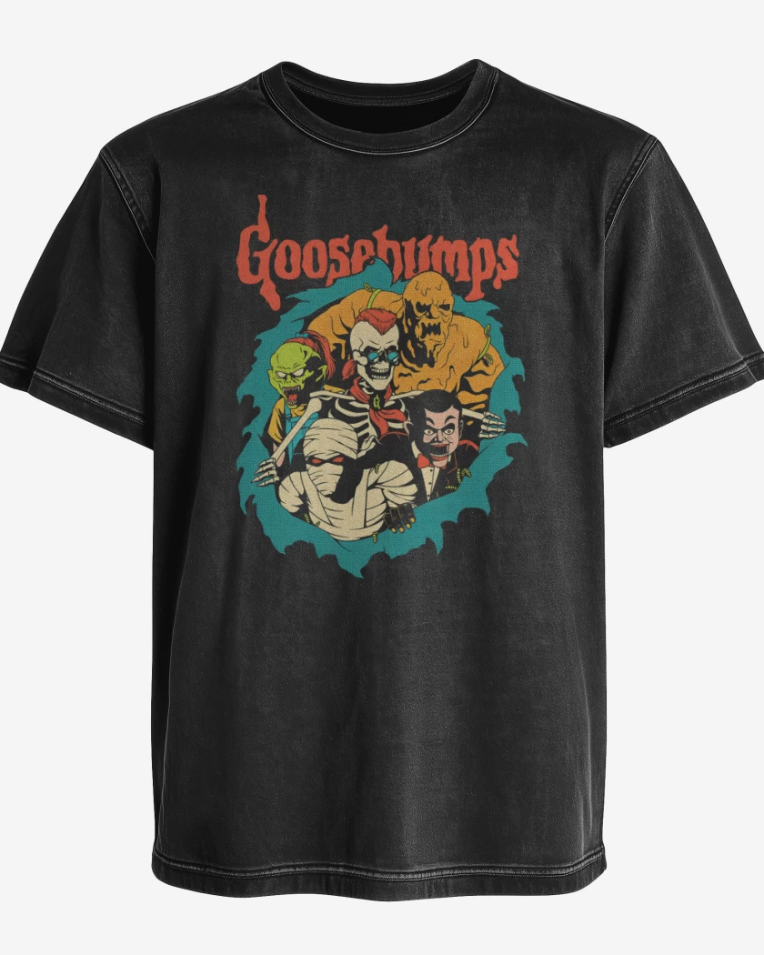 Polera desgastada Negro de Escalofríos
