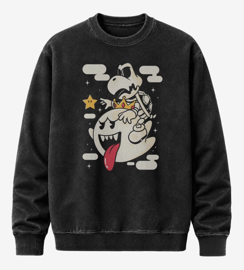 Poleron Polo Acid Wash Negro de El Rey de la Muerte