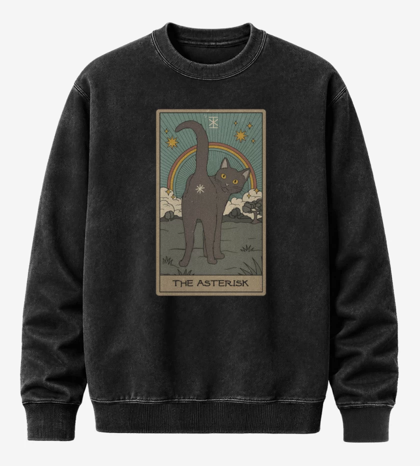 Poleron Polo Acid Wash Negro de Gatito Asterisco 