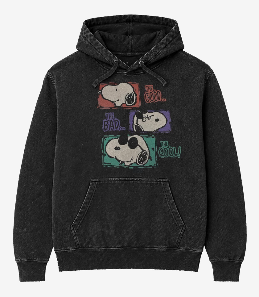 Poleron Canguro Acid Wash Negro de The Cool
