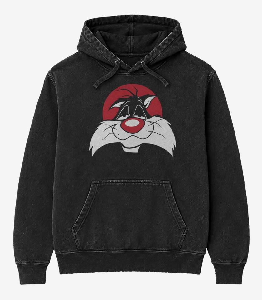 Poleron Canguro Acid Wash Negro de Silvestre Flojito