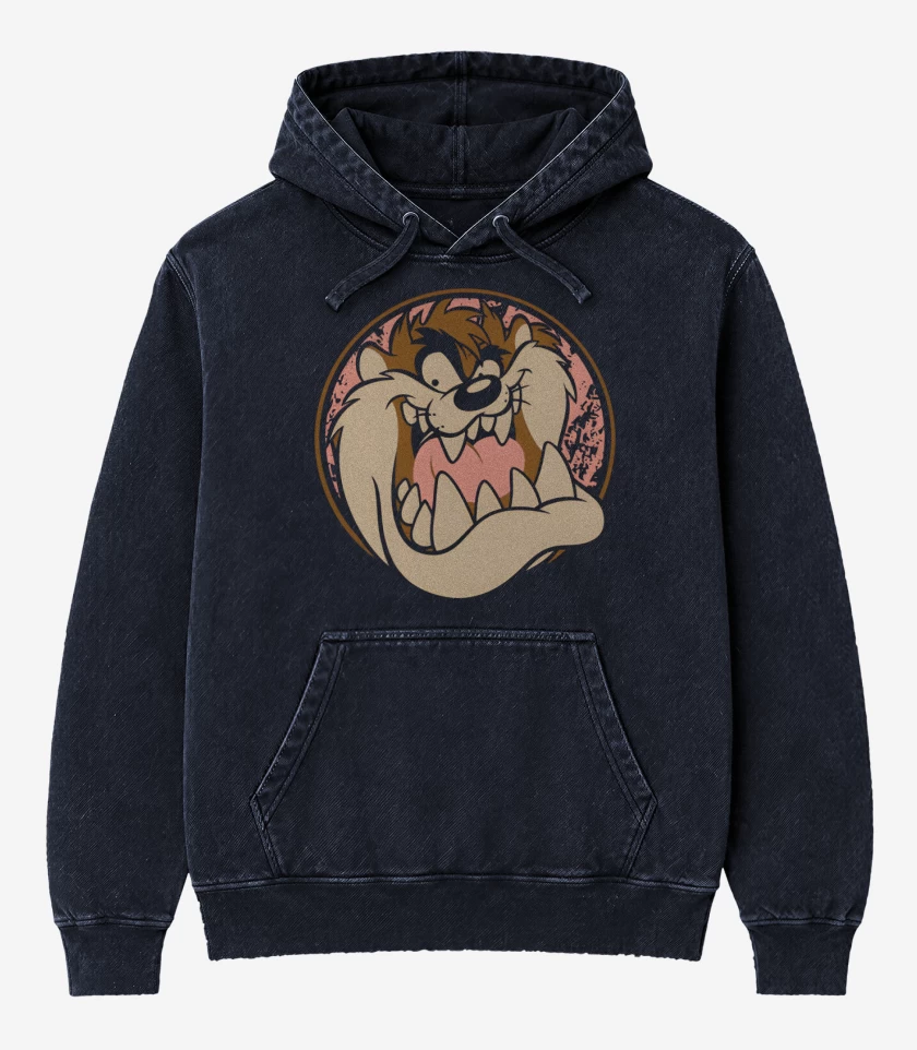 Poleron Canguro Acid Wash Azul Marino de Peligroso Taz