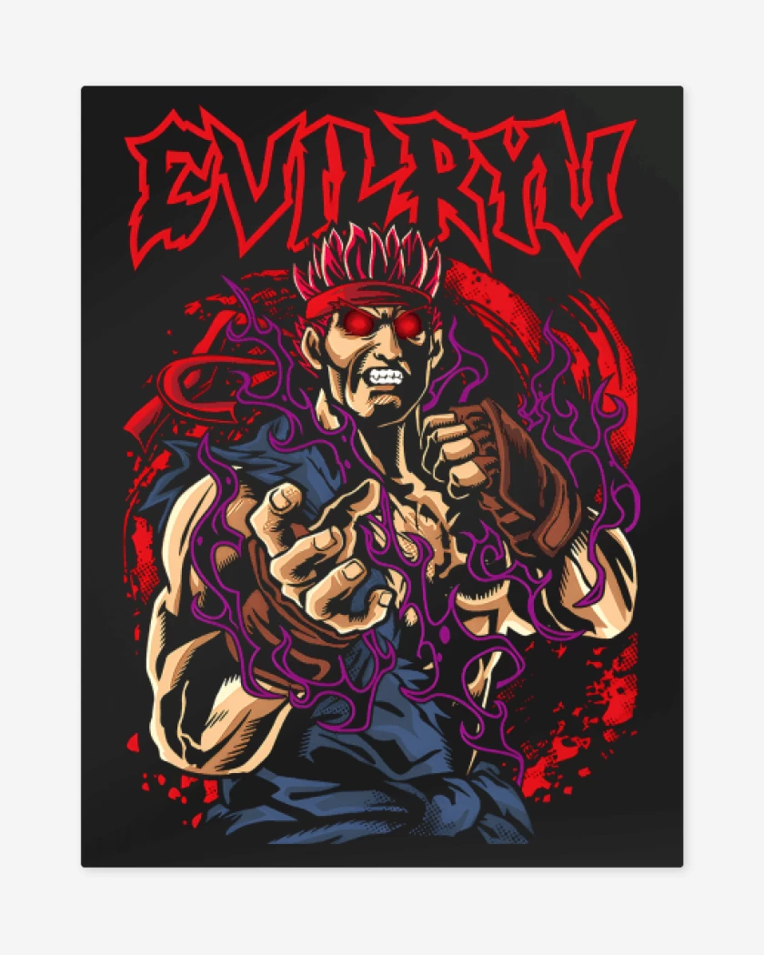 Print metalico Negro de Evil Ryu