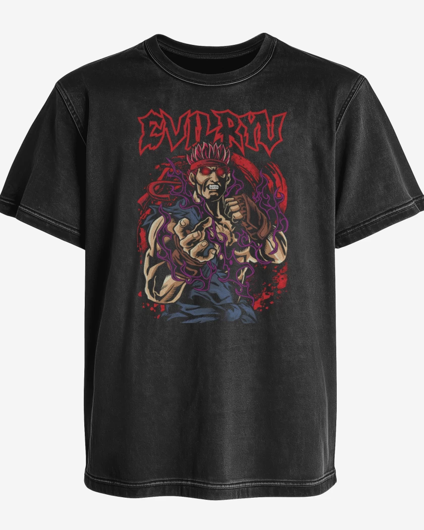 Polera desgastada Negro de Evil Ryu