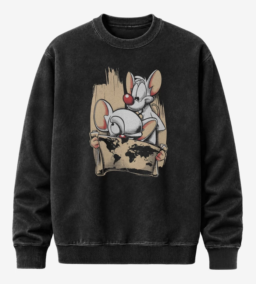 Poleron Polo Acid Wash Negro de Conquistar el Mundo