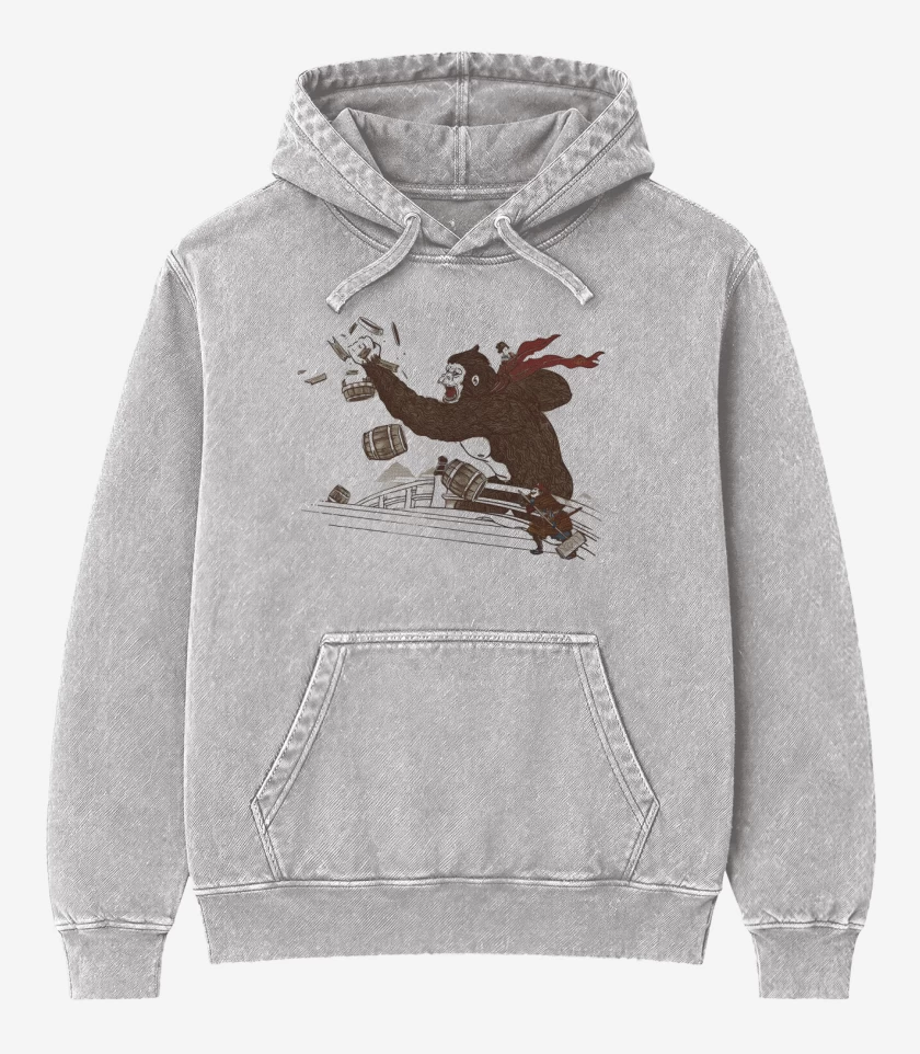 Poleron Canguro Acid Wash Gris Melange de Donkey Furioso