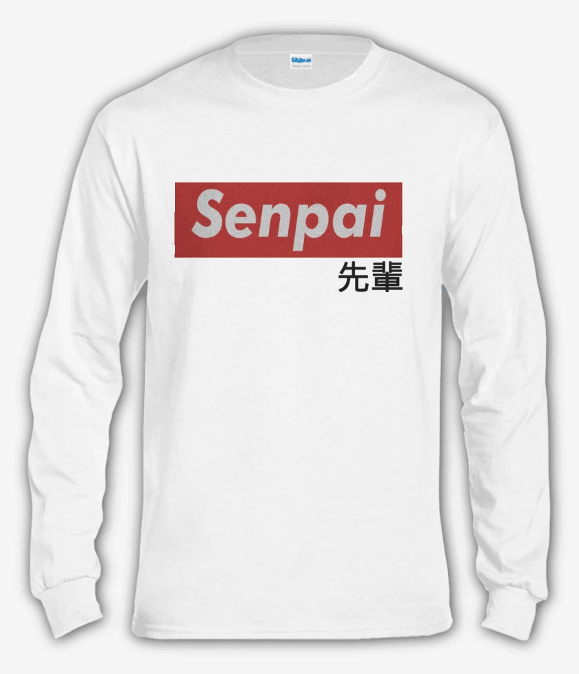 Polera manga larga Blanco de Senpai