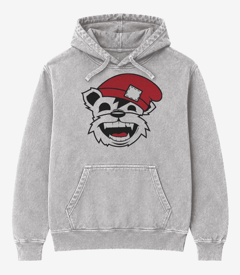 Poleron Canguro Acid Wash Gris Melange de Bear