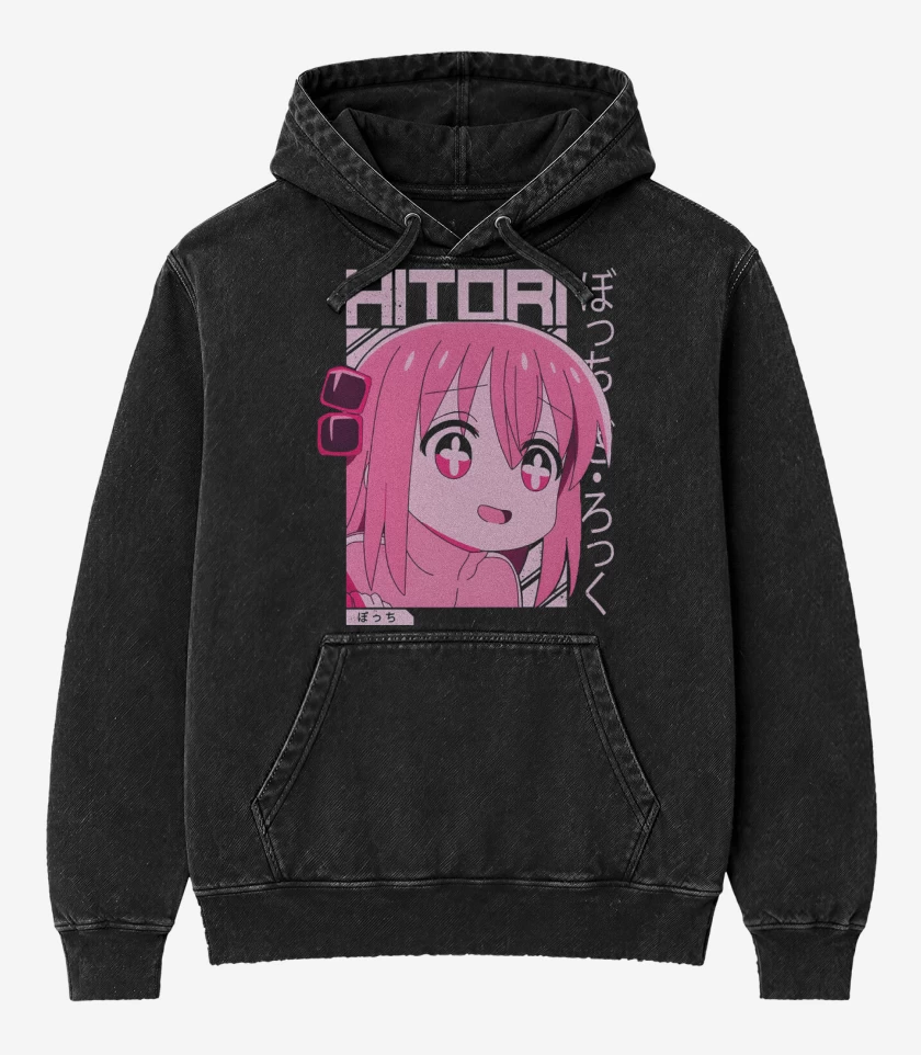 Poleron Canguro Acid Wash Negro de Hitori