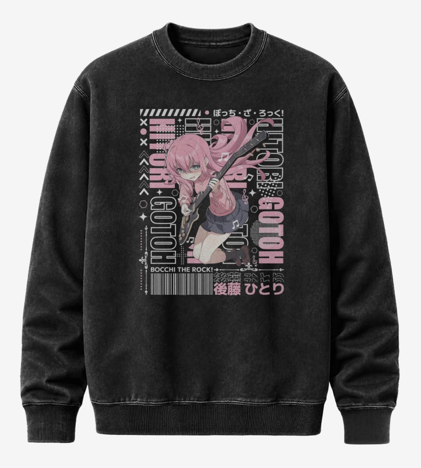 Poleron Polo Acid Wash Negro de Goto Hitori