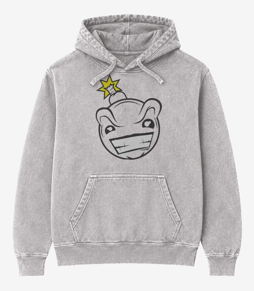 Poleron Canguro Acid Wash Gris Melange de Bomb