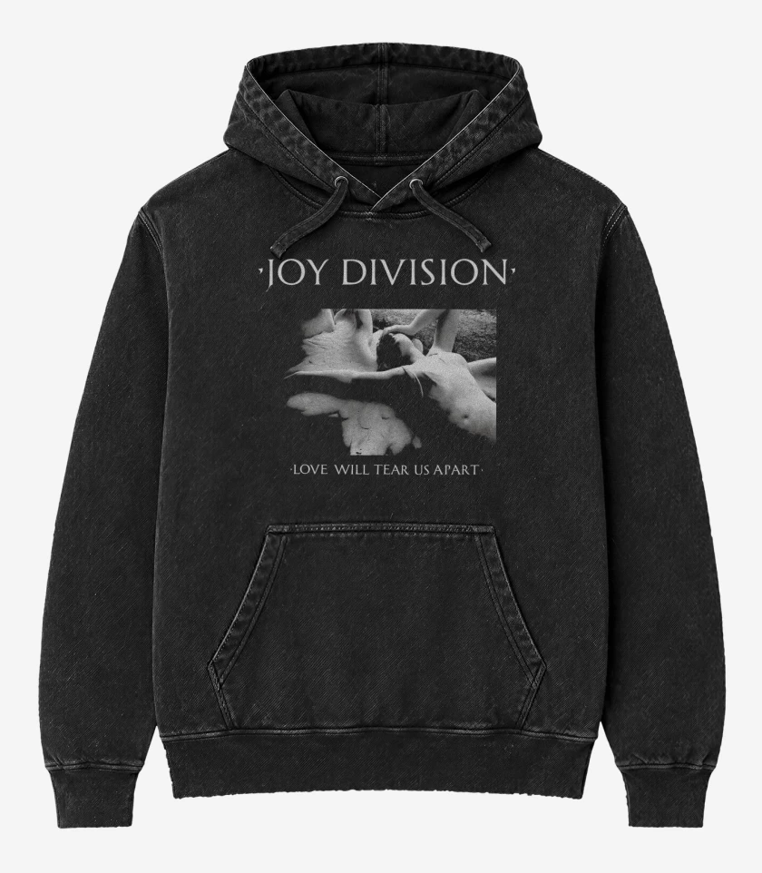 Poleron Canguro Acid Wash Negro de Love Will Tear Us Apart
