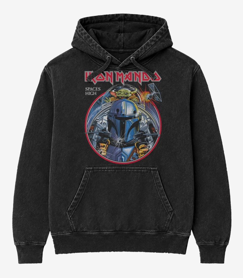 Poleron Canguro Acid Wash Negro de Spaces High