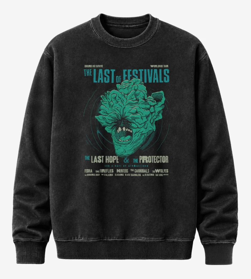Poleron Polo Acid Wash Negro de Festival Clicker