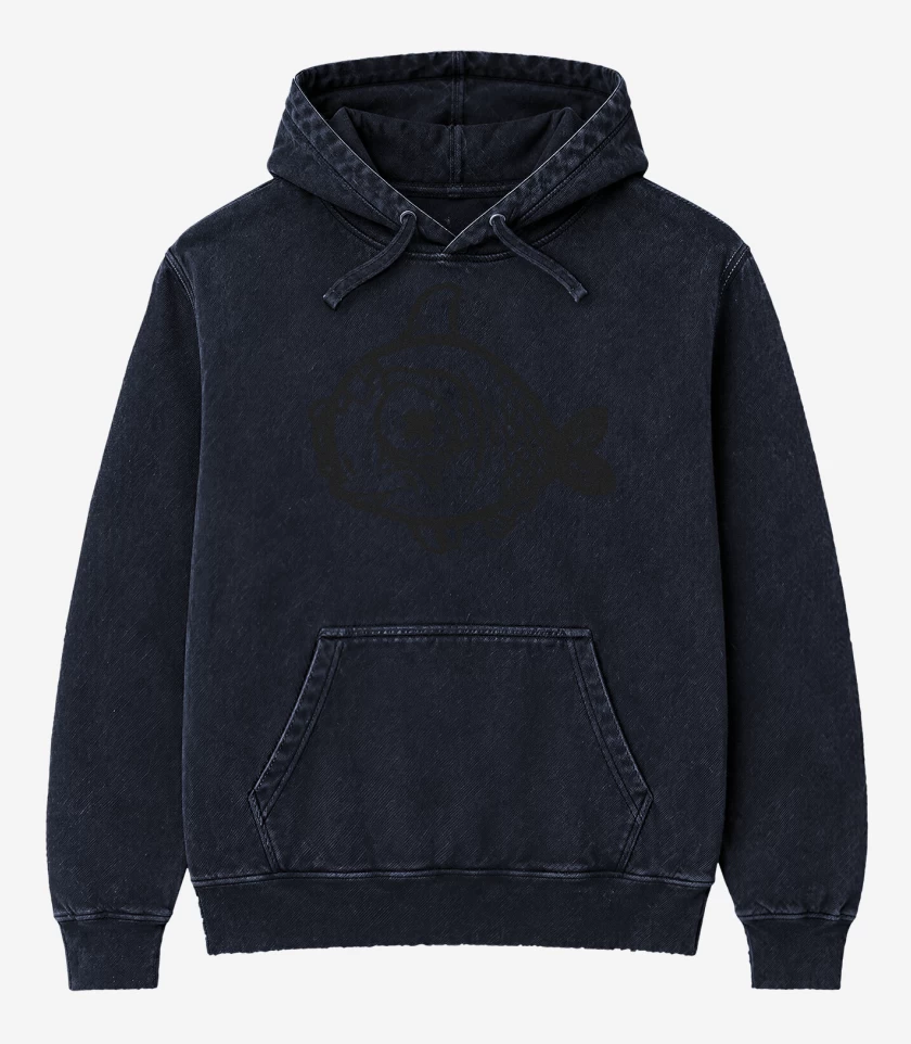 Poleron Canguro Acid Wash Azul Marino de Pez