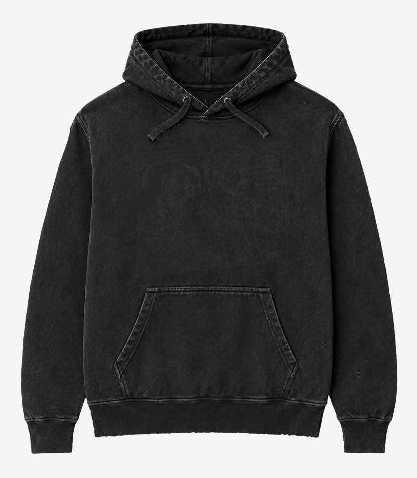 Poleron Canguro Acid Wash Negro de Sonic of Us