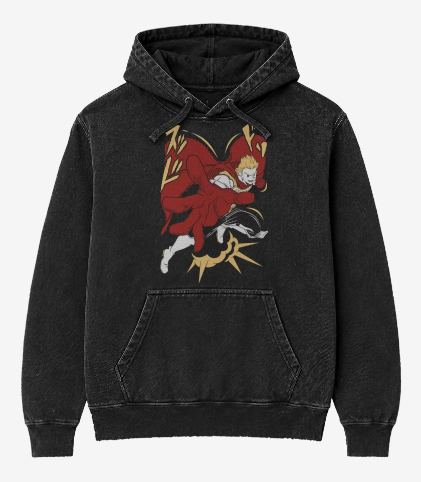 Poleron Canguro Acid Wash Negro de Mirio Togata 