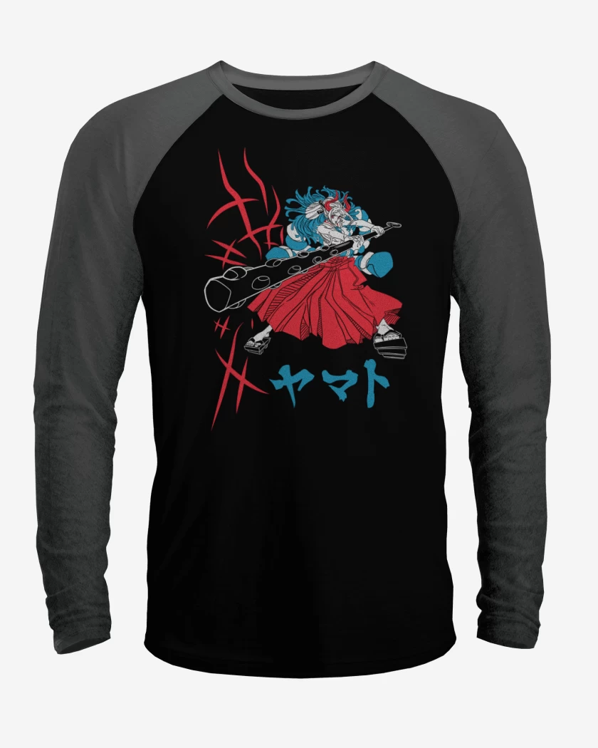 Polera Raglan Negro / Negro Heather de Yamato Oni
