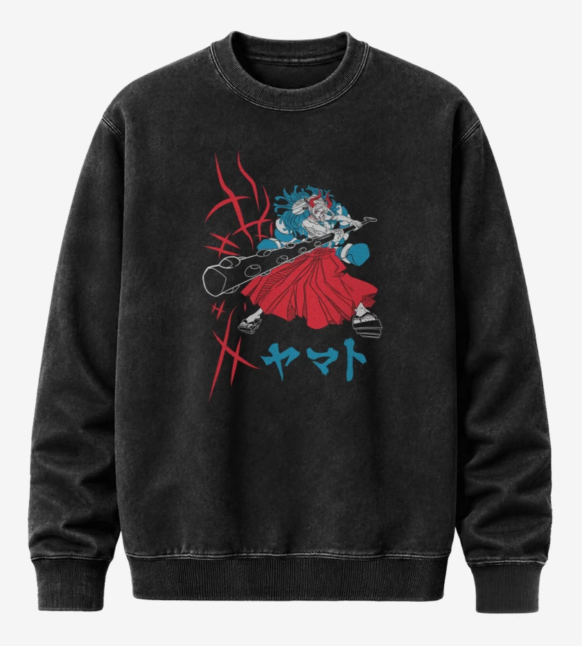 Poleron Polo Acid Wash Negro de Yamato Oni