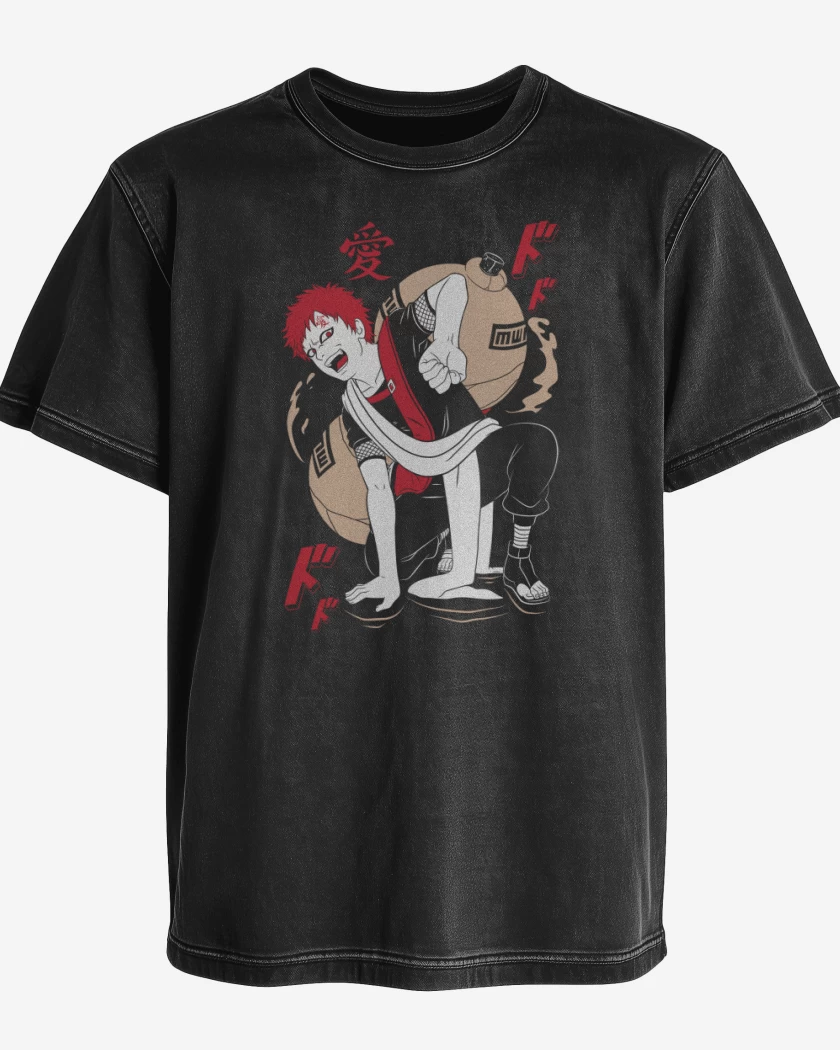 Polera desgastada Negro de Gaara 