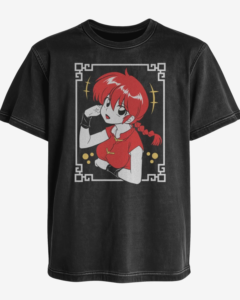 Polera desgastada Negro de Ranma 1/2