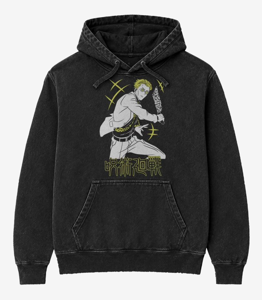 Poleron Canguro Acid Wash Negro de Nanamin