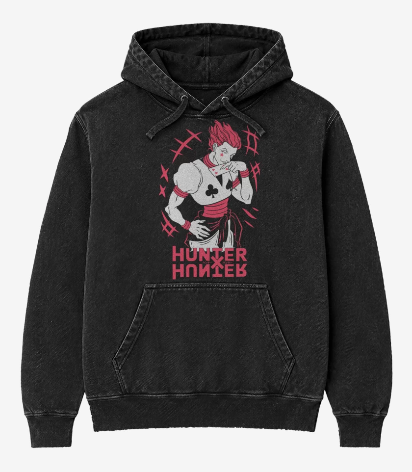 Poleron Canguro Acid Wash Negro de Morow Hisoka