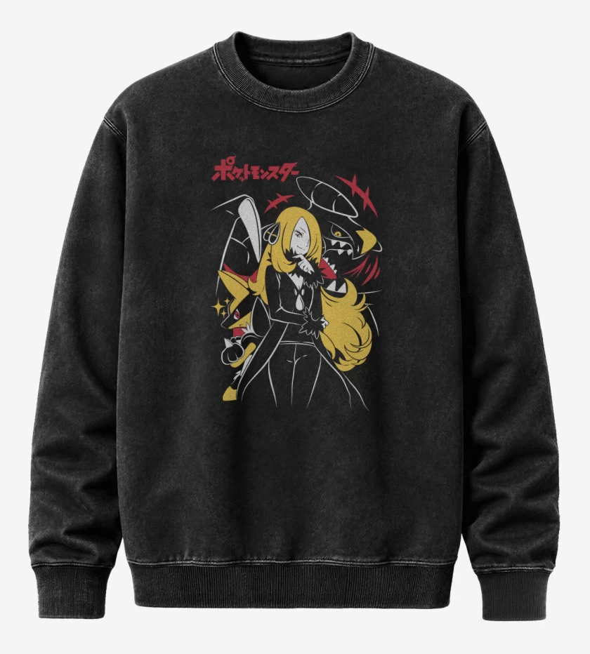 Poleron Polo Acid Wash Negro de Cynthia 