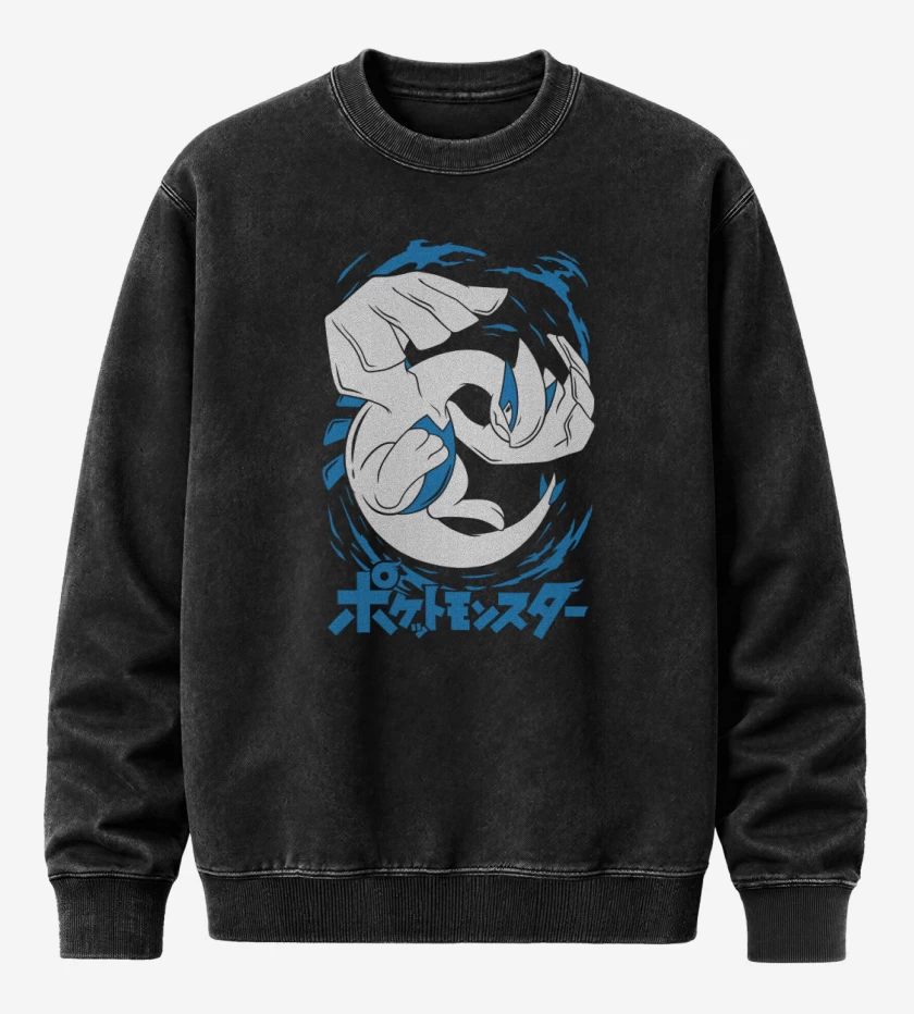 Poleron Polo Acid Wash Negro de Lugia Legendario