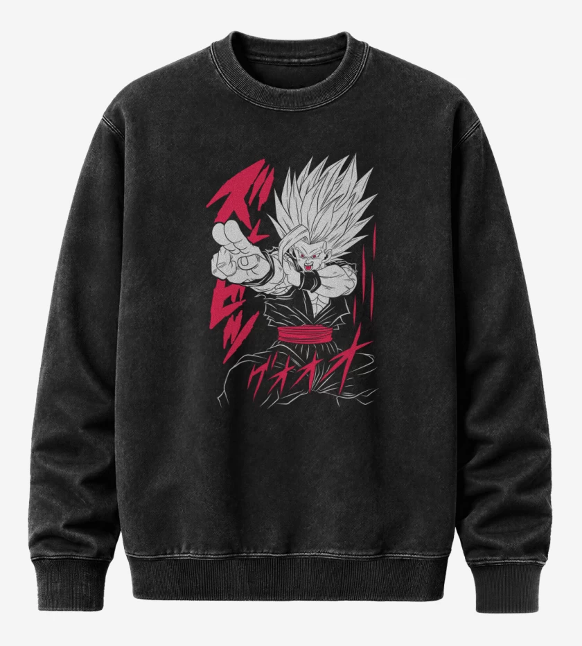 Poleron Polo Acid Wash Negro de Gohan Bestial