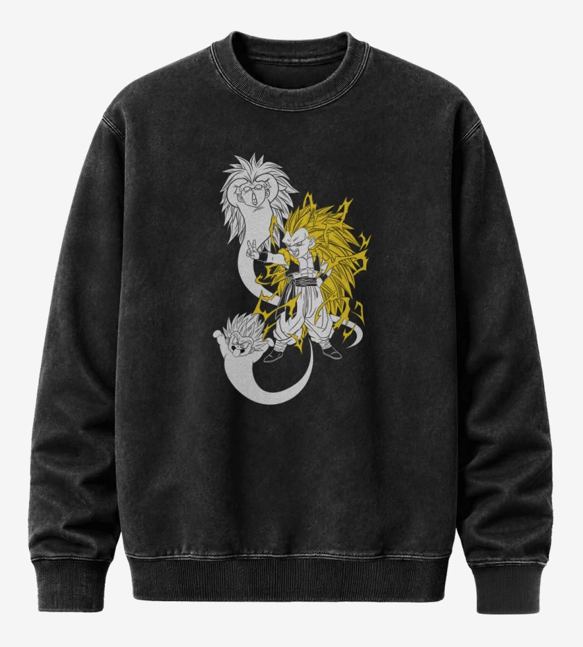 Poleron Polo Acid Wash Negro de Gotenks Fantasmitas