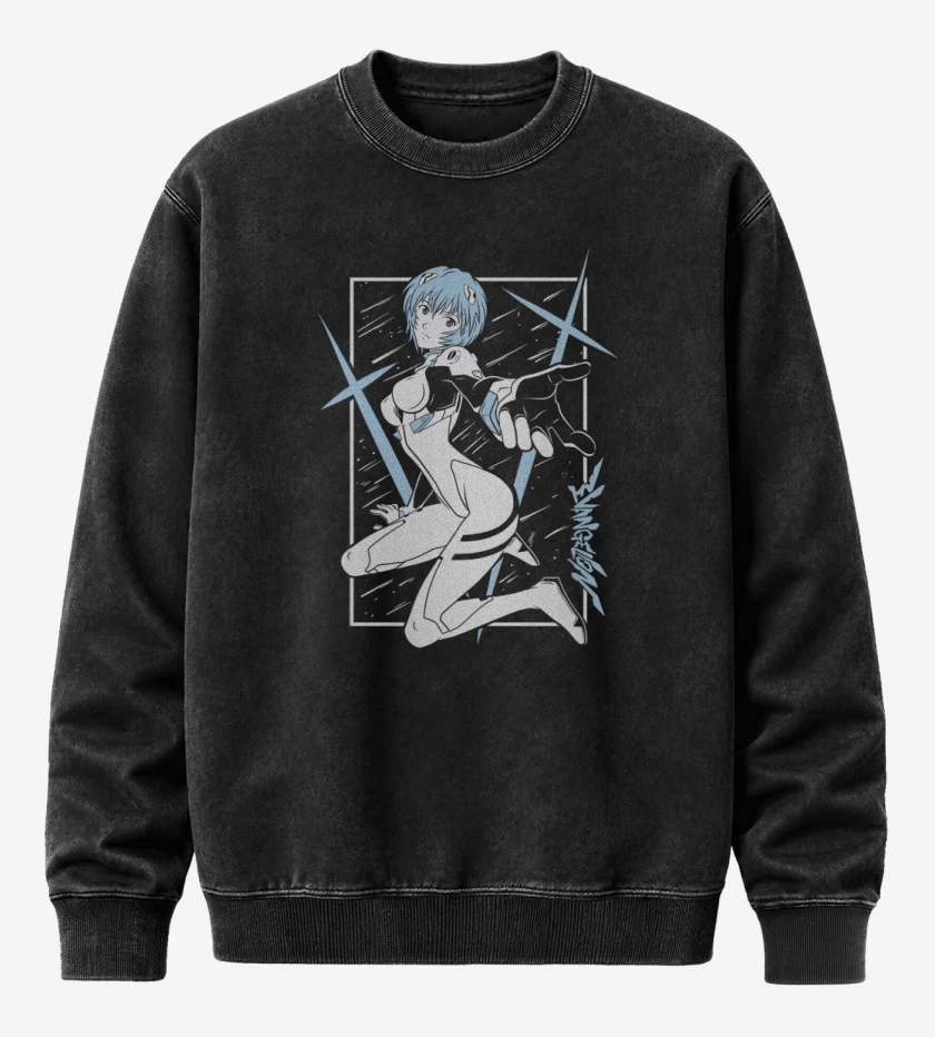 Poleron Polo Acid Wash Negro de Neon Genesis Rei