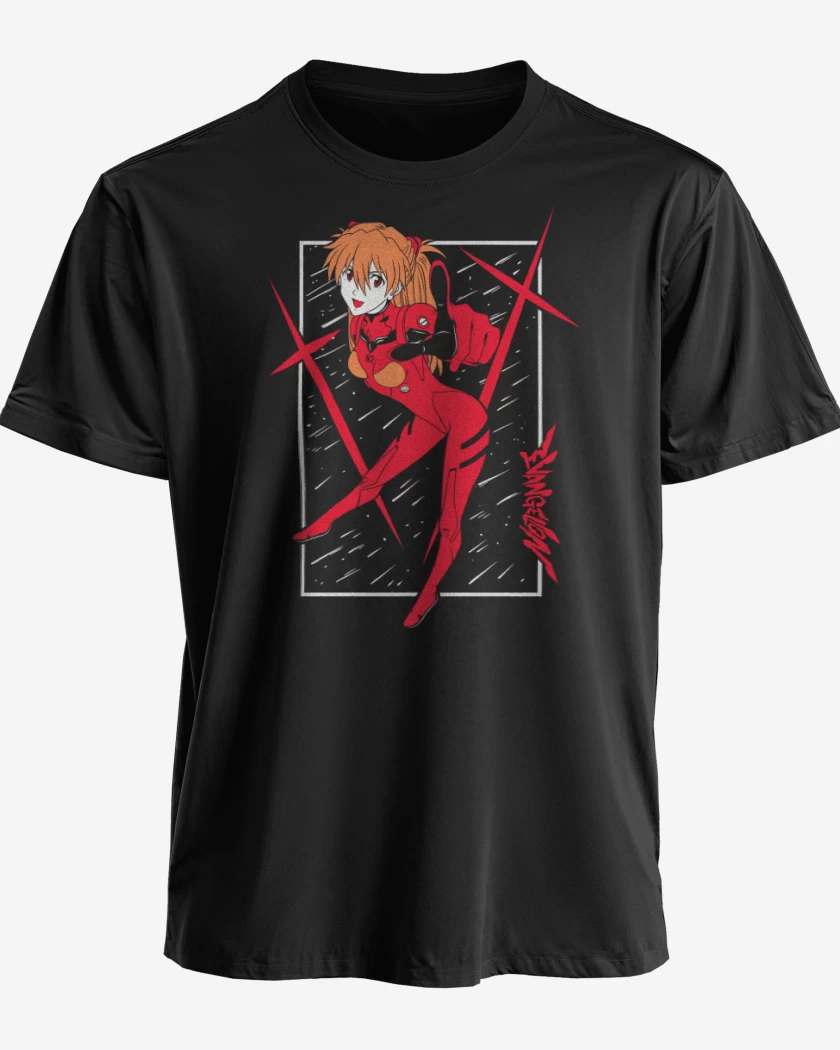 Polera premium Negro de Neon Genesis Asuka
