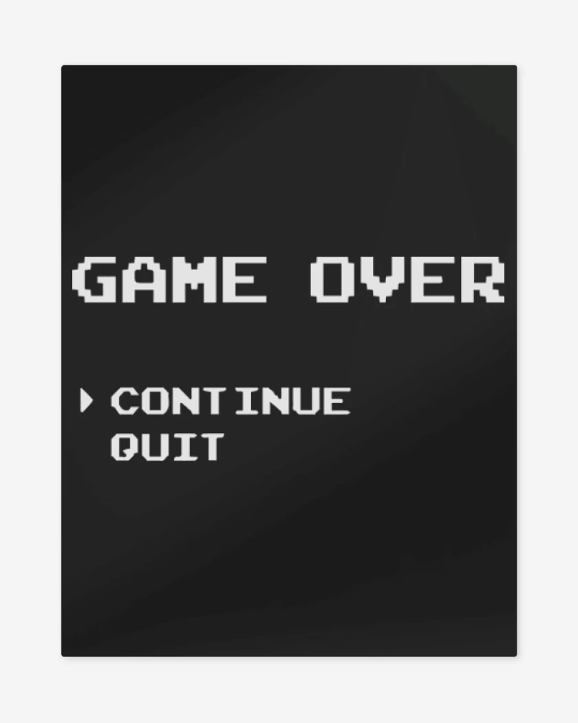 Print metalico Negro de Game over