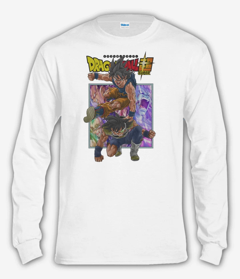 Polera manga larga Blanco de Goku x Bardock
