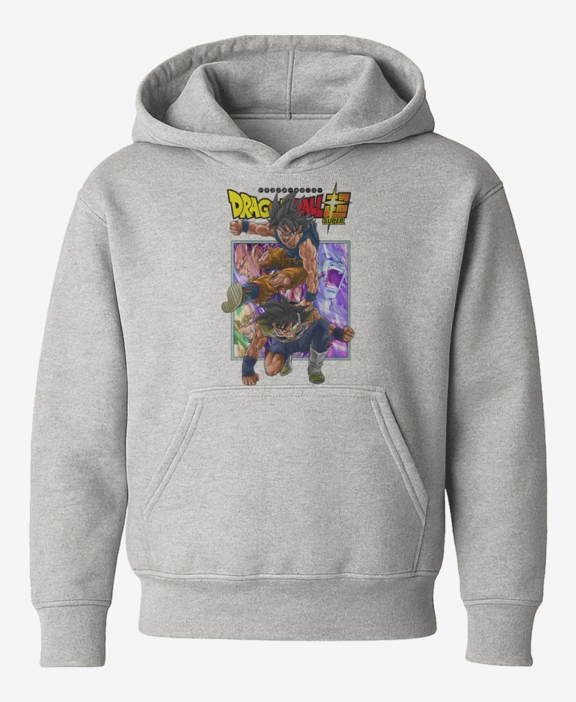 Poleron de niño Gris Melange de Goku x Bardock
