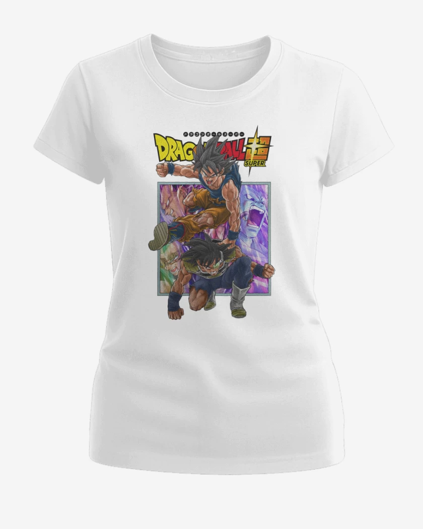 Polera de Mujer Blanco de Goku x Bardock