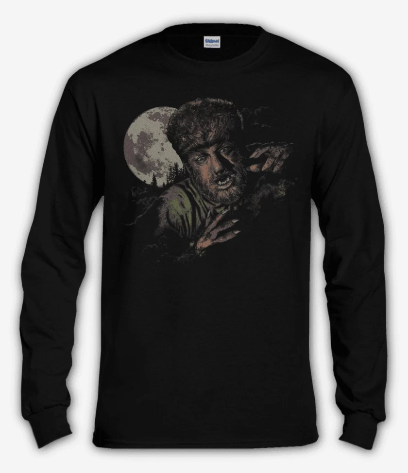 Polera manga larga Negro de Hombre Lobo Classic
