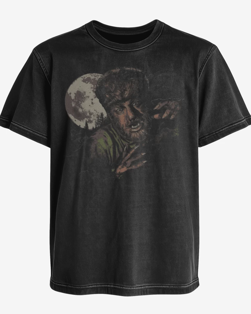 Polera desgastada Negro de Hombre Lobo Classic