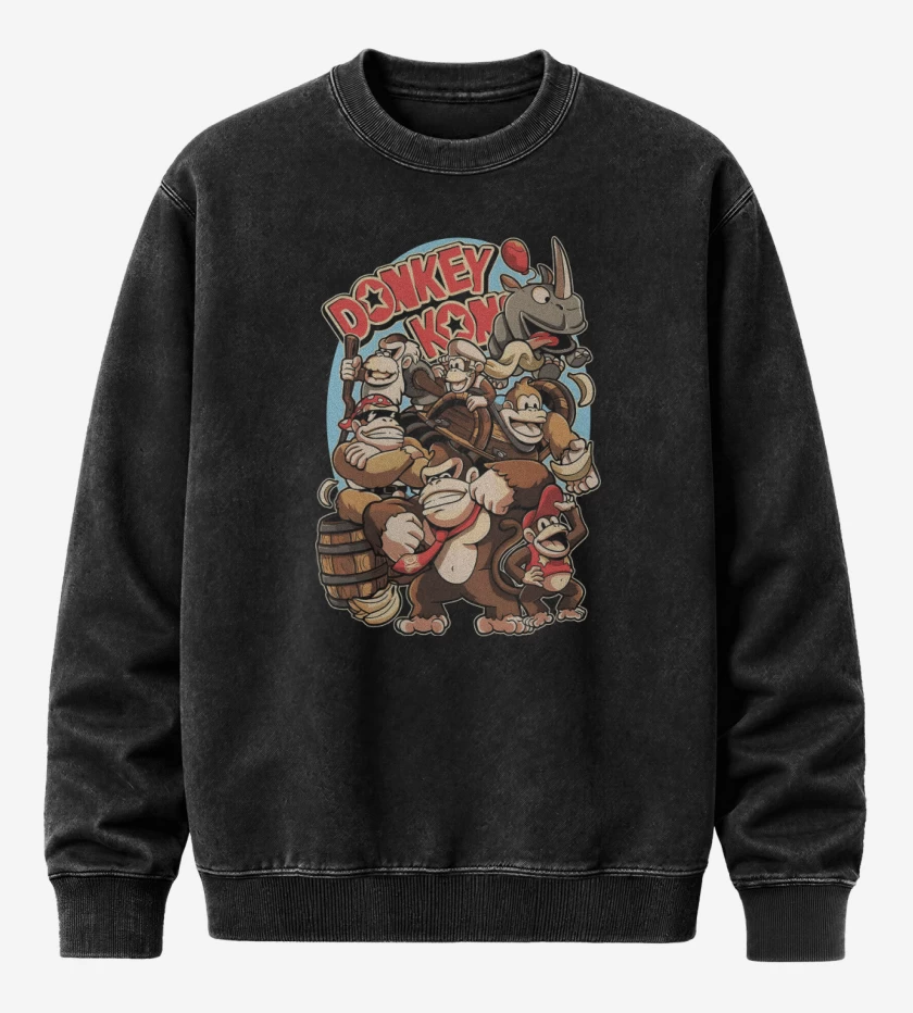 Poleron Polo Acid Wash Negro de Forever Donkey