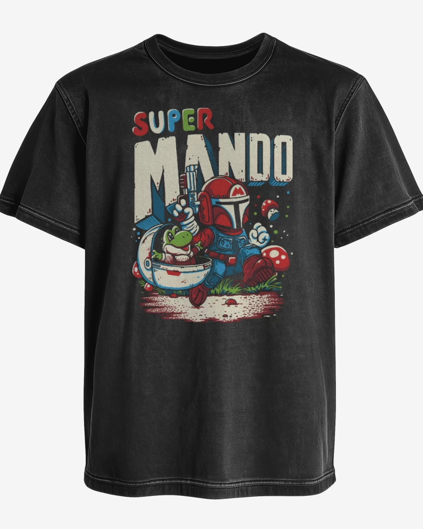 Polera desgastada Negro de Super Mando