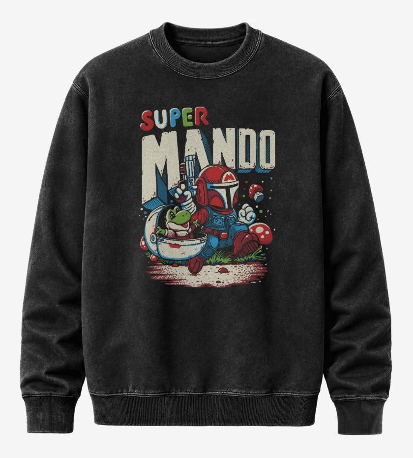 Poleron Polo Acid Wash Negro de Super Mando